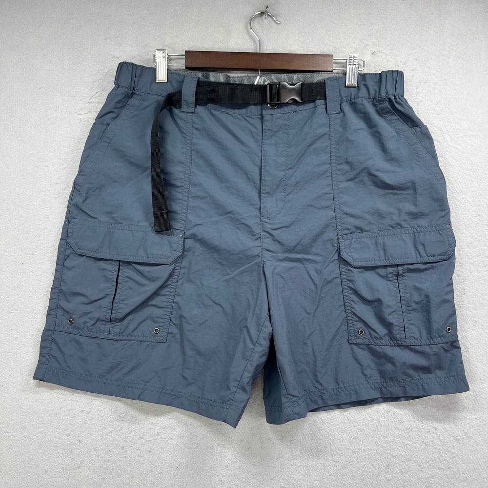 Croft & Barrow Cargo Shorts Mens 38 Blue Nylon Belted Hiking Ripstop Gorpcore